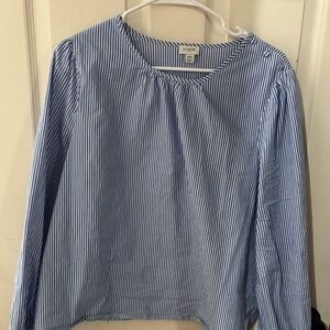 J. Crew Blue and White Pinstripe Top